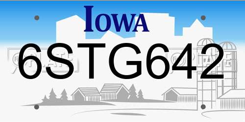 6STG642 Iowa License Plate