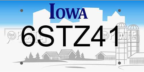 6STZ41 Iowa License Plate