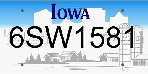 6SW1581 Iowa License Plate