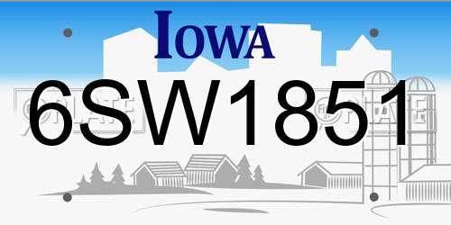 6SW1851 Iowa License Plate
