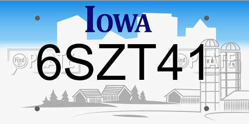 6SZT41 Iowa License Plate