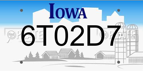 6T02D7 Iowa License Plate