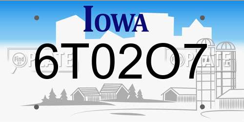 6T02O7 Iowa License Plate