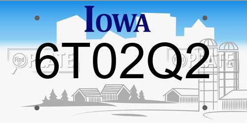 6T02Q2 Iowa License Plate