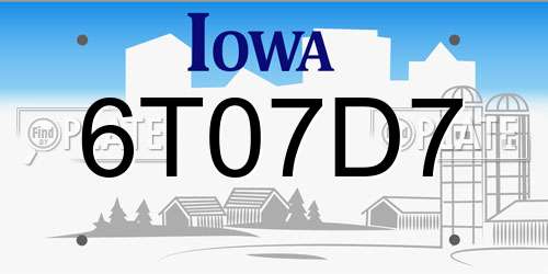6T07D7 Iowa License Plate