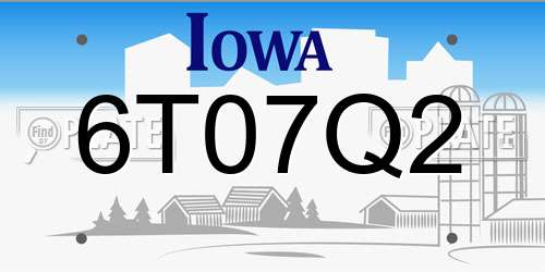 6T07Q2 Iowa License Plate