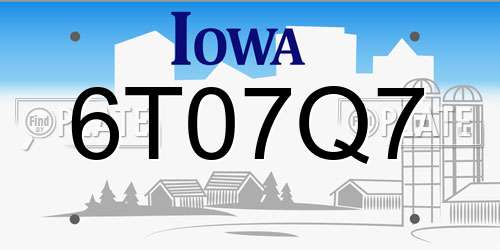 6T07Q7 Iowa License Plate