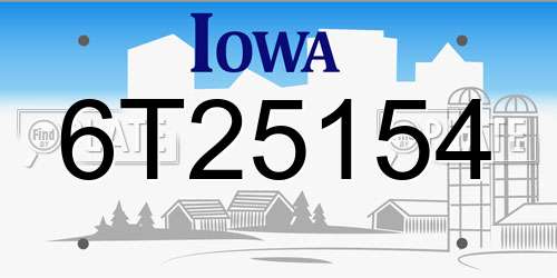 6T25154 Iowa License Plate
