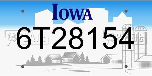 6T28154 Iowa License Plate