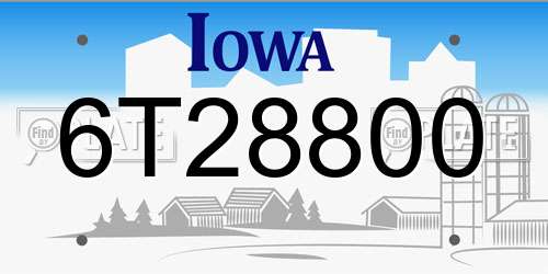 6T28800 Iowa License Plate