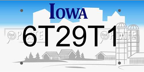 6T29T1 Iowa License Plate