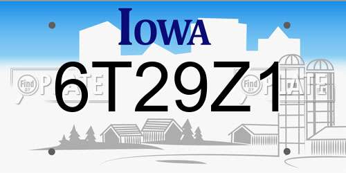 6T29Z1 Iowa License Plate