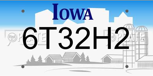 6T32H2 Iowa License Plate