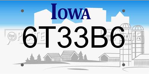 6T33B6 Iowa License Plate