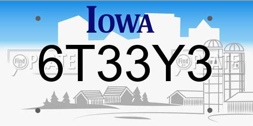 6T33Y3 Iowa License Plate