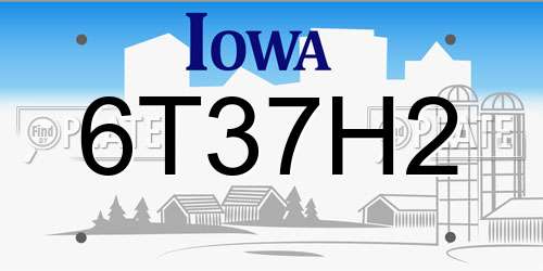 6T37H2 Iowa License Plate