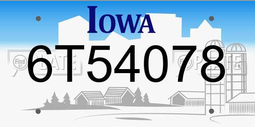 6T54078 Iowa License Plate