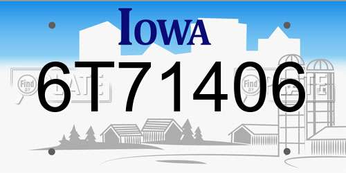 6T71406 Iowa License Plate