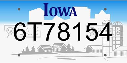6T78154 Iowa License Plate