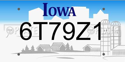 6T79Z1 Iowa License Plate
