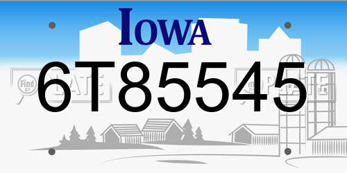 6T85545 Iowa License Plate