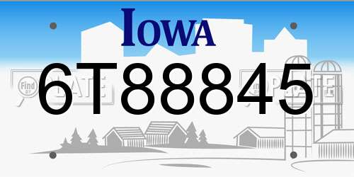 6T88845 Iowa License Plate