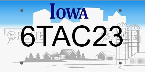 6TAC23 Iowa License Plate