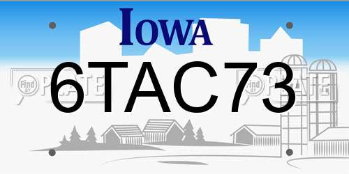 6TAC73 Iowa License Plate