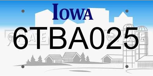 6TBA025 Iowa License Plate