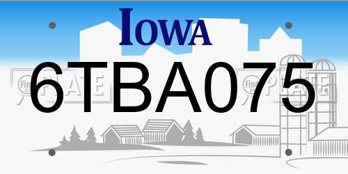 6TBA075 Iowa License Plate