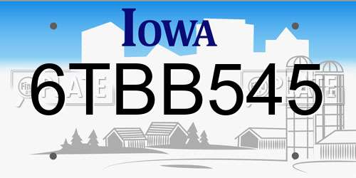 6TBB545 Iowa License Plate