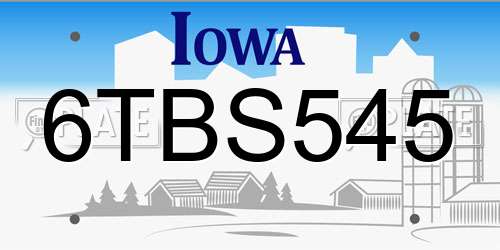 6TBS545 Iowa License Plate