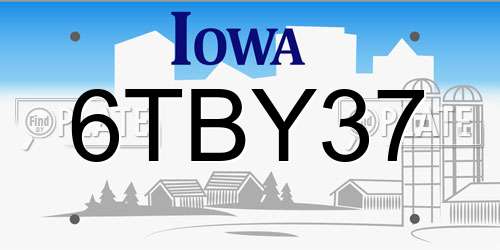 6TBY37 Iowa License Plate