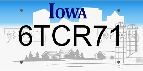 6TCR71 Iowa License Plate