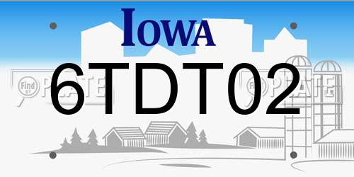 6TDT02 Iowa License Plate