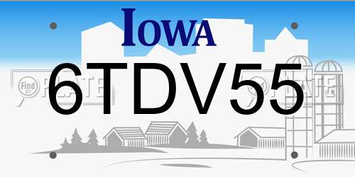 6TDV55 Iowa License Plate