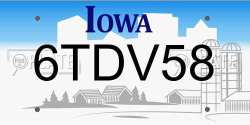 6TDV58 Iowa License Plate