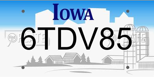 6TDV85 Iowa License Plate