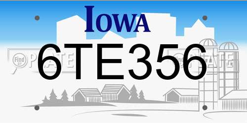6TE356 Iowa License Plate