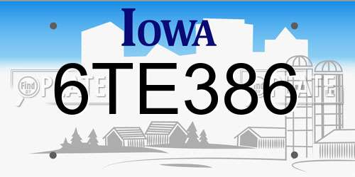 6TE386 Iowa License Plate