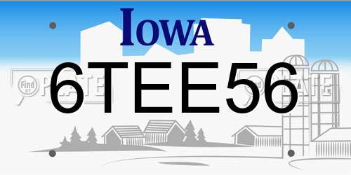 6TEE56 Iowa License Plate