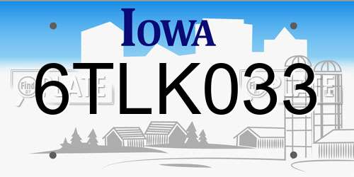 6TLK033 Iowa License Plate