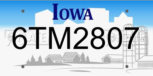 6TM2807 Iowa License Plate