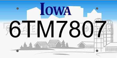 6TM7807 Iowa License Plate