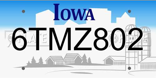 6TMZ802 Iowa License Plate