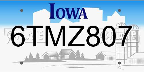 6TMZ807 Iowa License Plate