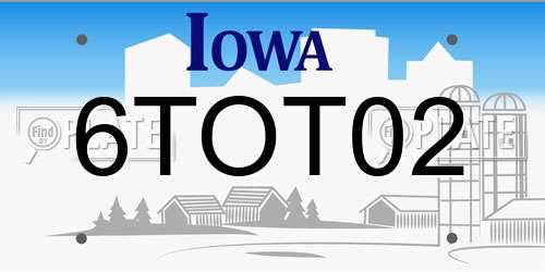6TOT02 Iowa License Plate