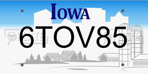 6TOV85 Iowa License Plate