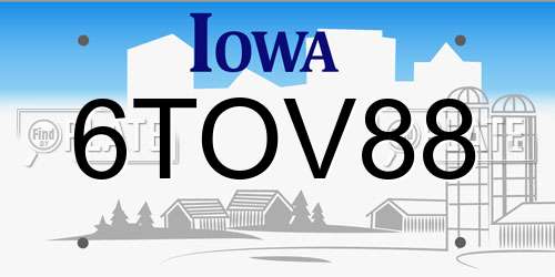 6TOV88 Iowa License Plate
