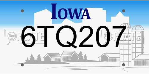 6TQ207 Iowa License Plate